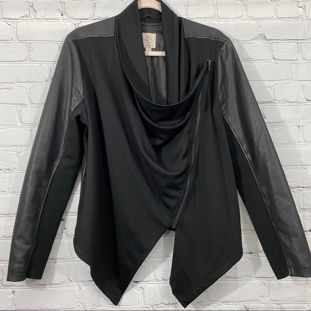 CB casual Black Draped Asymmetrical Blazer Jacket